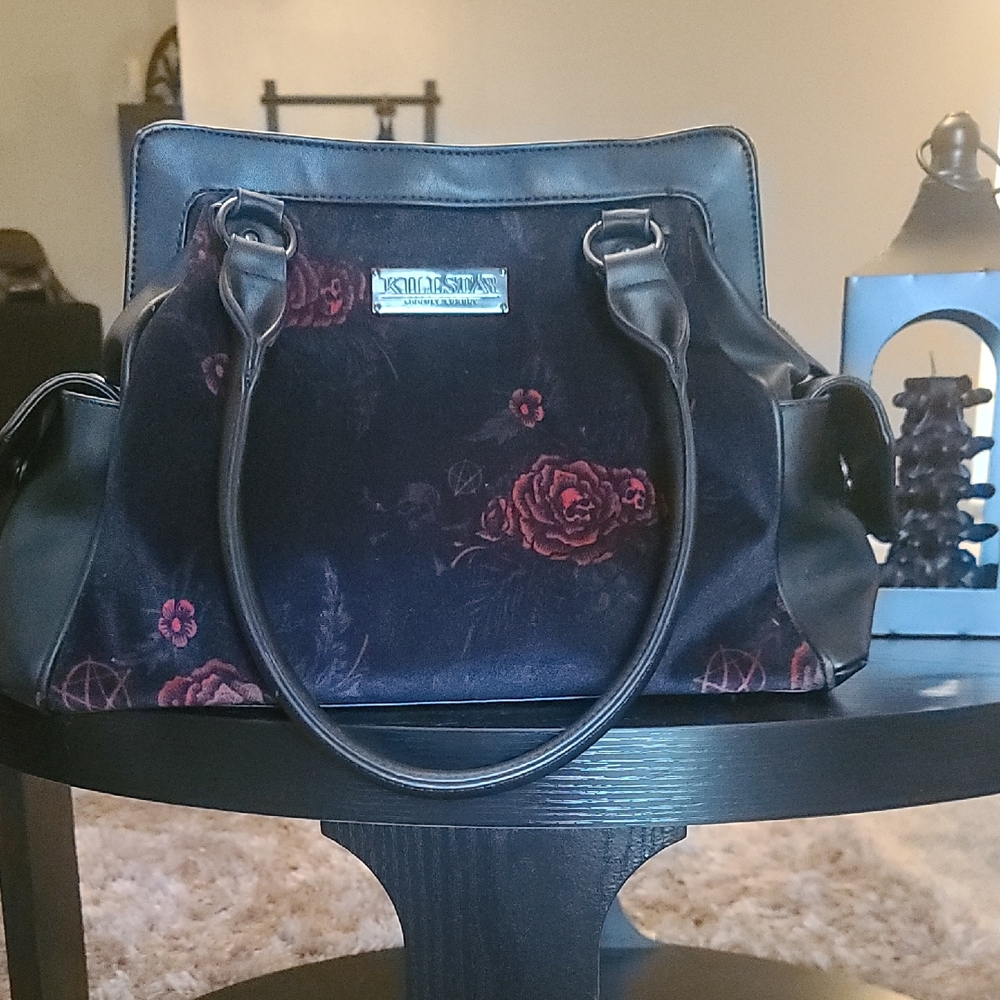 Killstar Black and Red Floral Satchel